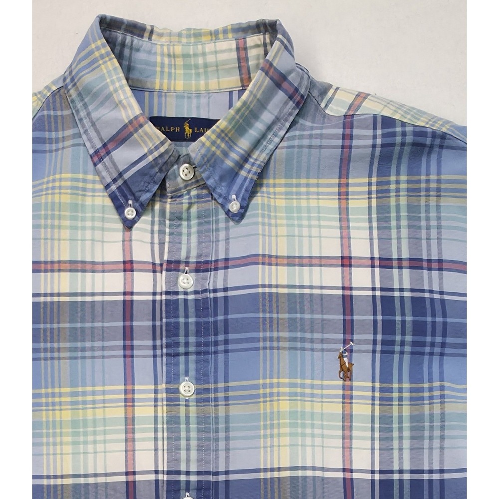 Ralph Lauren Polo Shirt Mens XL Pastel Plaid Pattern Button Down‎ Limited Use